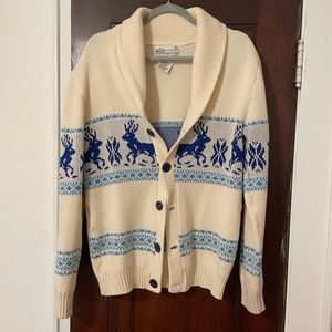 Vintage Kmart Blue/Cream Reindeer Cardigan